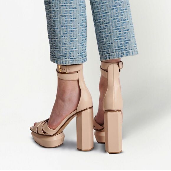 Balmain Ava Metallic Leather Platform Sandals size 39 - Picture 2 of 13